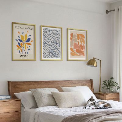 Lot de 3 tableaux pour salon Fleurs abstraites modernes