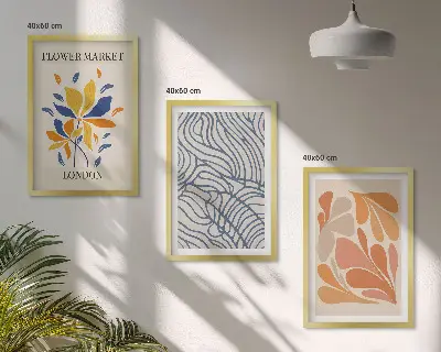 Fleurs abstraites modernes lot de 3 tableaux pour salon
