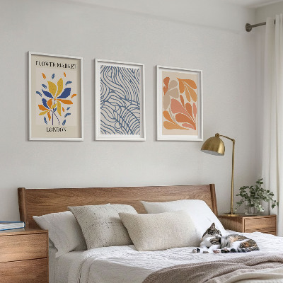 Lot de 3 tableaux pour salon Fleurs abstraites modernes