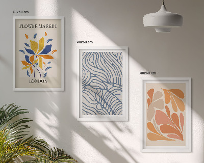 Lot de 3 tableaux pour salon Fleurs abstraites modernes