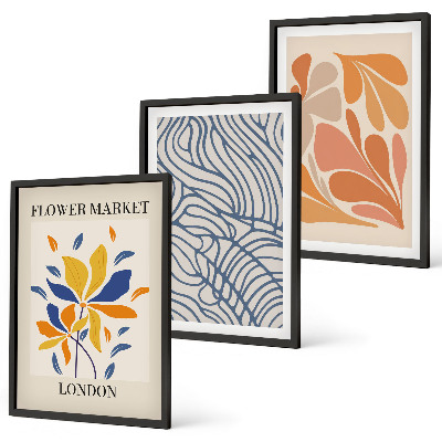 Lot de 3 tableaux pour salon Fleurs abstraites modernes