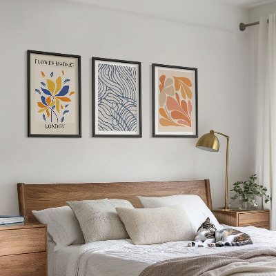 Lot de 3 tableaux pour salon Fleurs abstraites modernes