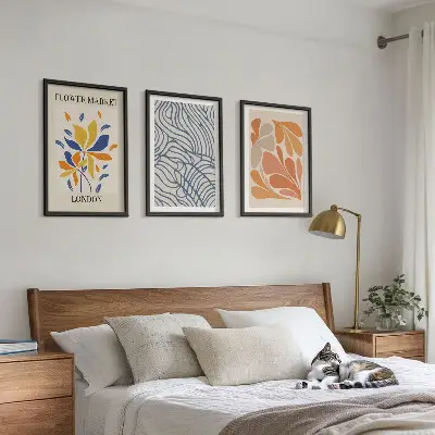 Fleurs abstraites modernes lot de 3 tableaux pour salon