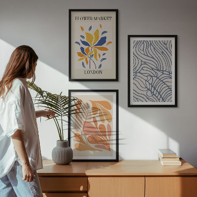 Lot de 3 tableaux pour salon Fleurs abstraites modernes