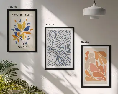 Fleurs abstraites modernes lot de 3 tableaux pour salon