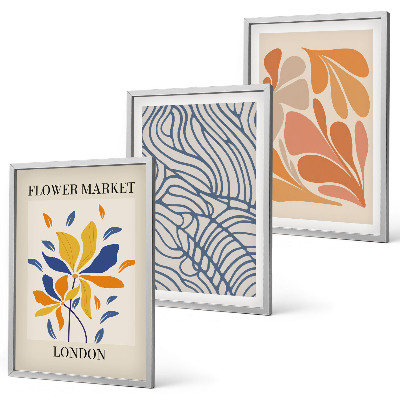 Lot de 3 tableaux pour salon Fleurs abstraites modernes