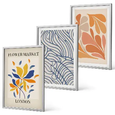 Fleurs abstraites modernes lot de 3 tableaux pour salon