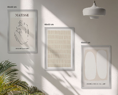 Lot de 3 tableaux pour salon Lignes formes beige blanc