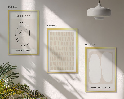 Lot de 3 tableaux pour salon Lignes formes beige blanc