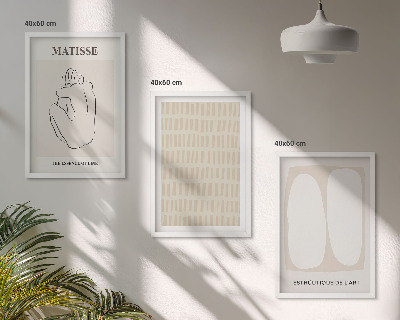 Lot de 3 tableaux pour salon Lignes formes beige blanc