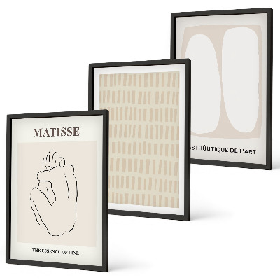 Lot de 3 tableaux pour salon Lignes formes beige blanc