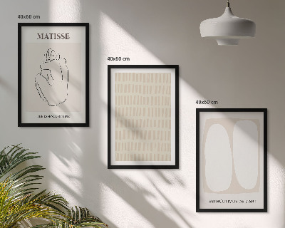 Lot de 3 tableaux pour salon Lignes formes beige blanc