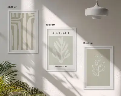 Cadre photo mural avec motifs végétaux abstraits