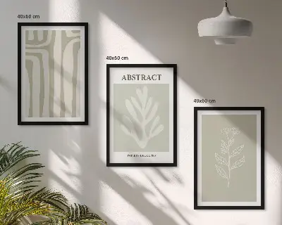 Cadre photo mural avec motifs végétaux abstraits