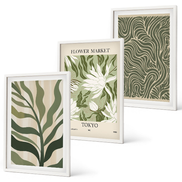 Lot de 3 tableaux pour salon Motifs végétaux, décorations bohèmes
