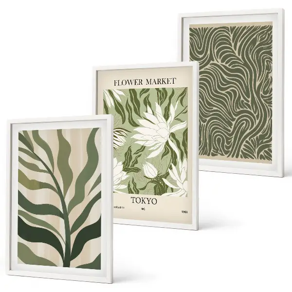 Lot de 3 tableaux pour salon motifs végétaux et décorations bohèmes