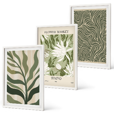 Lot de 3 tableaux pour salon Motifs végétaux, décorations bohèmes