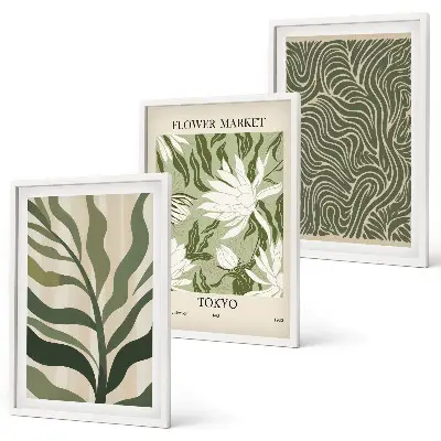 Lot de 3 tableaux pour salon motifs végétaux et décorations bohèmes