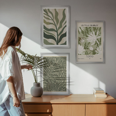 Lot de 3 tableaux pour salon Motifs végétaux, décorations bohèmes