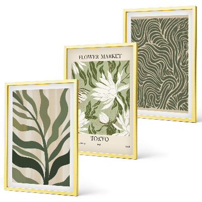 Lot de 3 tableaux pour salon Motifs végétaux, décorations bohèmes