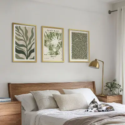 Lot de 3 tableaux pour salon motifs végétaux et décorations bohèmes