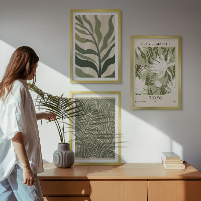 Lot de 3 tableaux pour salon Motifs végétaux, décorations bohèmes
