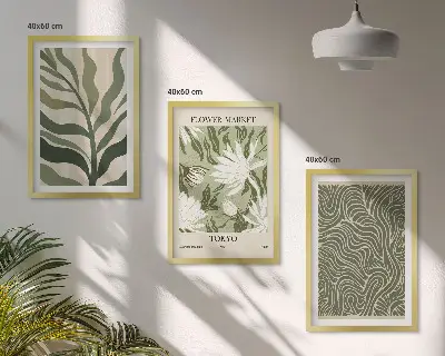 Lot de 3 tableaux pour salon motifs végétaux et décorations bohèmes