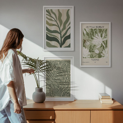 Lot de 3 tableaux pour salon Motifs végétaux, décorations bohèmes
