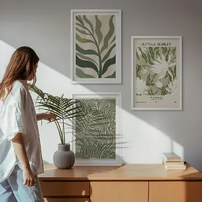 Lot de 3 tableaux pour salon motifs végétaux et décorations bohèmes