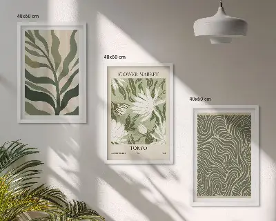 Lot de 3 tableaux pour salon motifs végétaux et décorations bohèmes