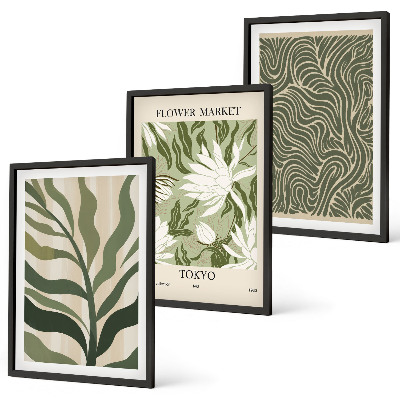 Lot de 3 tableaux pour salon Motifs végétaux, décorations bohèmes