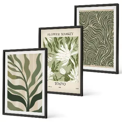 Lot de 3 tableaux pour salon motifs végétaux et décorations bohèmes