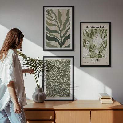 Lot de 3 tableaux pour salon Motifs végétaux, décorations bohèmes