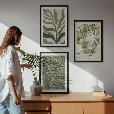 Lot de 3 tableaux pour salon motifs végétaux et décorations bohèmes