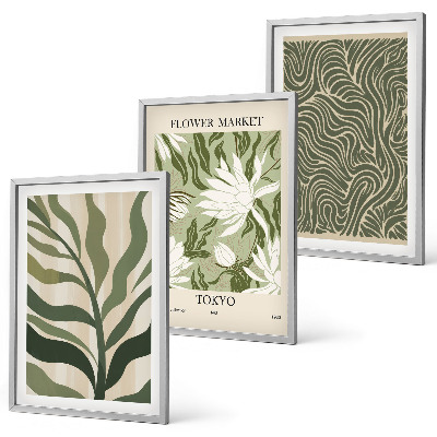 Lot de 3 tableaux pour salon Motifs végétaux, décorations bohèmes