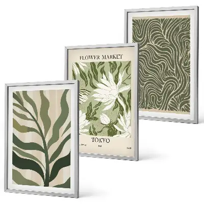 Lot de 3 tableaux pour salon motifs végétaux et décorations bohèmes