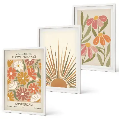 Lot de 3 tableaux Tournesols pastel pour salon lot de 3 tableaux pour salon