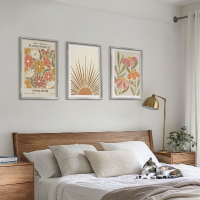 Lot de 3 tableaux pour salon Tournesols pastel