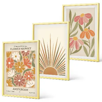 Lot de 3 tableaux Tournesols pastel pour salon lot de 3 tableaux pour salon