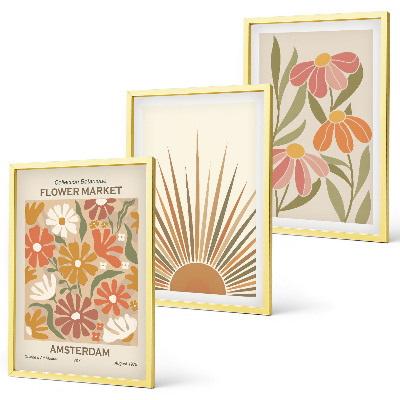 Lot de 3 tableaux pour salon Tournesols pastel