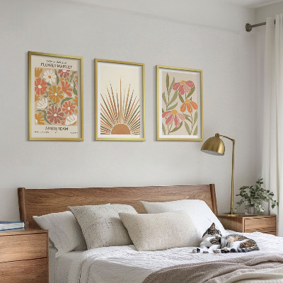 Lot de 3 tableaux pour salon Tournesols pastel