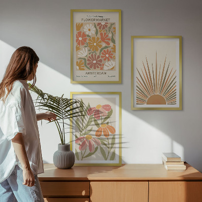 Lot de 3 tableaux pour salon Tournesols pastel