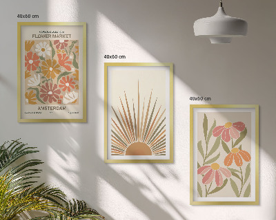 Lot de 3 tableaux pour salon Tournesols pastel