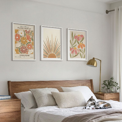 Lot de 3 tableaux pour salon Tournesols pastel