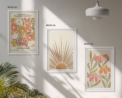 Lot de 3 tableaux pour salon Tournesols pastel