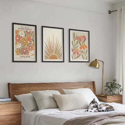 Lot de 3 tableaux pour salon Tournesols pastel