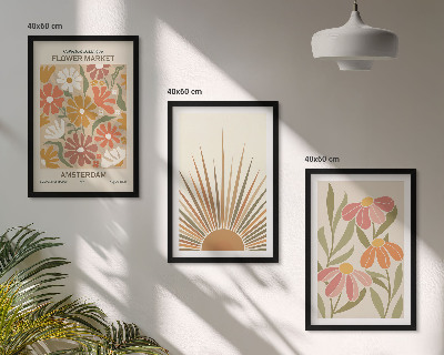Lot de 3 tableaux pour salon Tournesols pastel