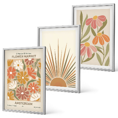 Lot de 3 tableaux pour salon Tournesols pastel