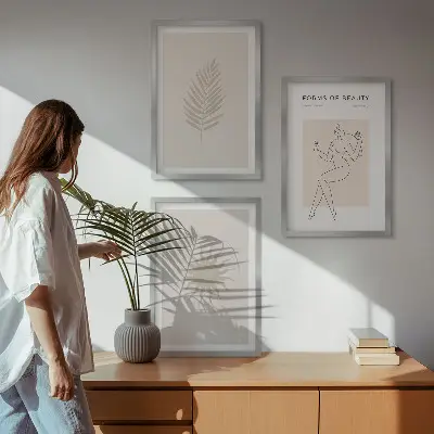 Lot de 3 tableaux pour salon collection de formes minimalistes