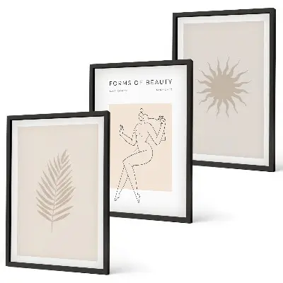 Lot de 3 tableaux pour salon collection de formes minimalistes